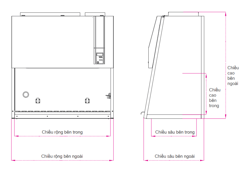 Kích thước tủ an toàn sinh học cấp 2 